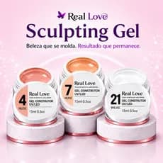 Kit 3 Géis de Modelagem Real Love 15ml UV LED Sculping Gel