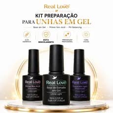 Kit Blindagem Completa Unhas em Gel Real Love Light Primer PH e Base em Gel 8ml Nail Design