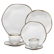 Jogo De Jantar Oxford Ryo Maresia 42 Peças Porcelana Chá Café 6 Pessoas