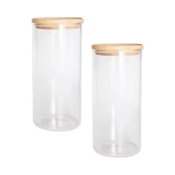 Jogo De 2 Potes Herméticos De Vidro Com Tampa De Bambu 1,4L - Dynasty