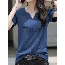 95 algodão camiseta feminina de manga curta solta tamanho grande meia manga corpo camiseta 2025 novo estilo verão Slub a