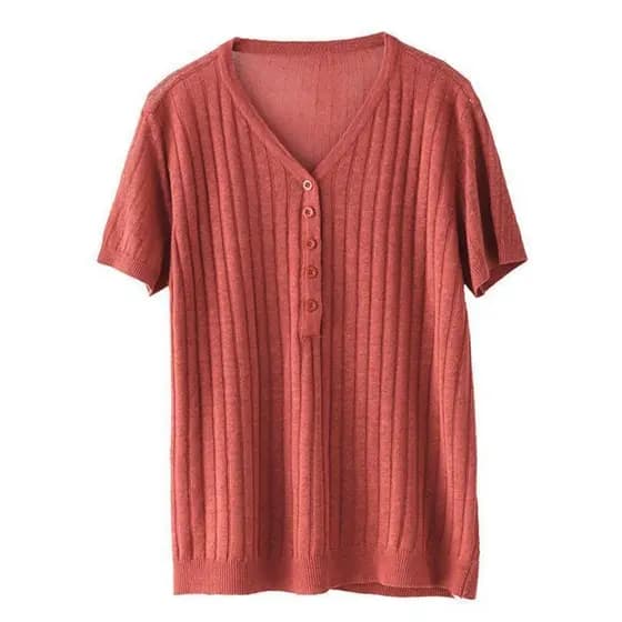 Camiseta feminina de manga curta de seda gelada [Look mais fino solto 100kg pode usar] 2025 novo estilo elegante Top tam
