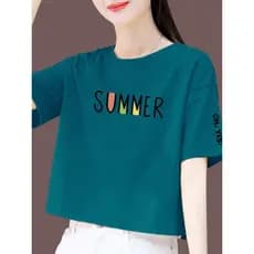 95 algodão curto camiseta feminina manga curta versão coreana solta 2025 verão novo estilo curto senhoras temperamento c