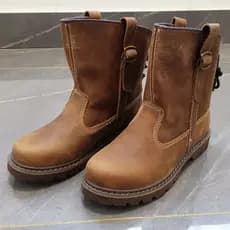 Botas curtas de couro para motocicleta, botas masculinas de couro genuíno, botas retrô de cavaleiro, botas gerais da mod