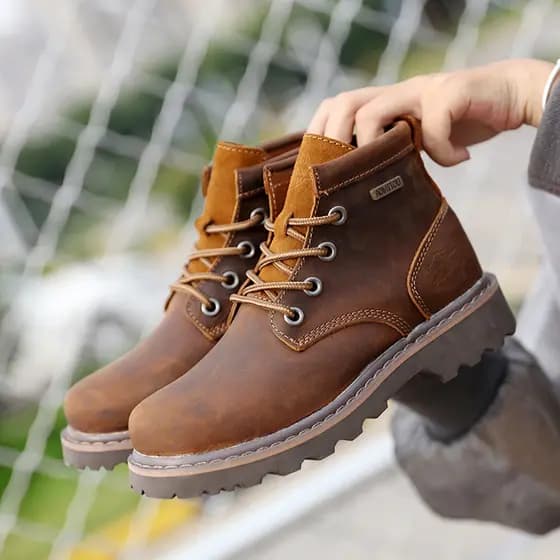 Botas Martin de couro genuíno Botas curtas retrô Botas gerais Botas femininas respiráveis Botas de cavaleiro de couro Bo