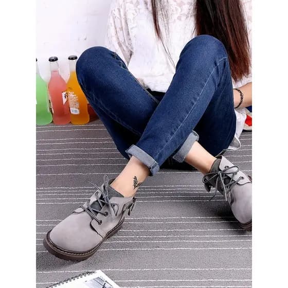 Botas curtas de couro genuíno botas masculinas casuais Retro Martin botas respiráveis botas gerais rendas botas de couro