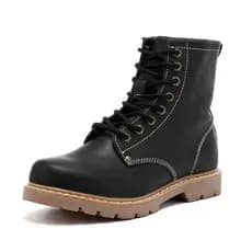 Botas femininas de couro genuíno genuíno Botas masculinas de couro Botas curtas Botas Martin de 8 buracos Botas gerais d