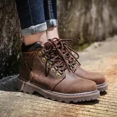 Botas Martin de couro genuíno genuíno Retro botas gerais na moda botas masculinas botas curtas britânicas dedo do pé red