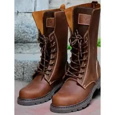 Botas masculinas de couro genuíno Botas de couro de vaca Botas de motocicleta de cano alto Botas mongol Botas de equitaç