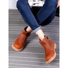 Retro Casual feminino botas de motocicleta couro genuíno Martin botas tubo curto ao ar livre botas gerais na moda botas