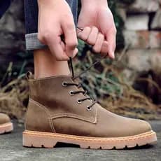 Botas gerais de couro genuíno botas Retro Martin botas femininas botas de deserto dedo do pé redondo botas curtas de cou