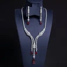 Estilo europeu americano luxo nupcial gota de água zircão colar conjunto de jóias modelo dama de honra flor brincos conj