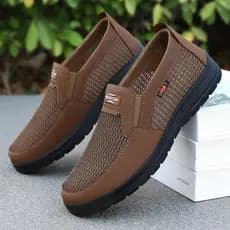Sapatos de malha masculinos verão desodorante respirável antiderrapante sola macia sapatos de malha de trabalho sapatos