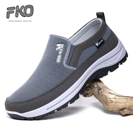 Sapatos esportivos casuais para idosos de meia-idade, homens, sem cadarço, sola macia, antiderrapante, sapatos de caminh
