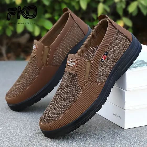Verão velho pequim sapatos de pano sapatos masculinos sapatos de malha respirável desodorante idosos pai sapatos sola ma