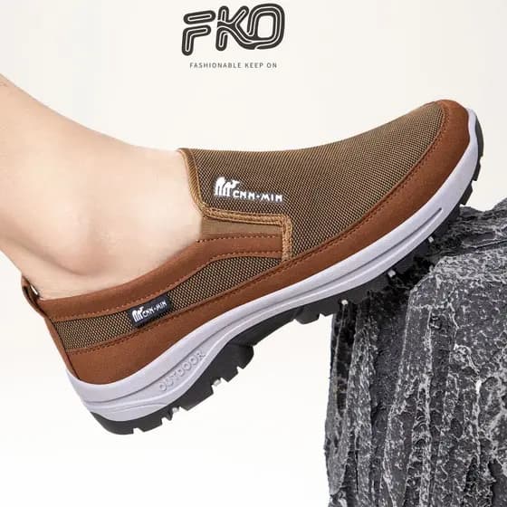 Verão andando novo estilo sapatos casuais sapatos de sola macia masculino deslizamento em malha respirável confortável p
