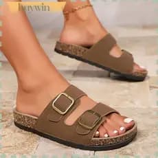 Papete Sandalia Beira Rio Birken Feminina Flatform Fivela
