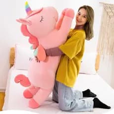 Bonito macio unicórnio brinquedo de pelúcia Animal pônei calmante travesseiro menina presente de aniversário