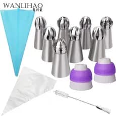 Conjunto de 22 peças de bicos de decoração em formato de bola, sacos de decoração descartáveis de TPU, conversor de três