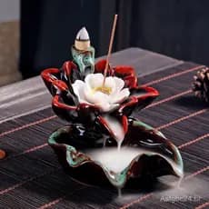 Queimador de Incenso Lucky Lotus, Queimador de Incenso de Refluxo em Cerâmica Estilo Retrô, Peça Decorativa Criativa, Qu