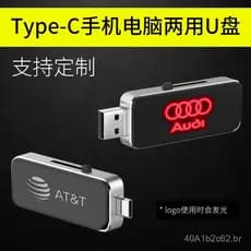 Pen drive USB metálico luminoso de 32GB do fabricante, adequado para telefones Huawei, pen drive USB com gravação, pen d