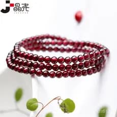 Pulseira de granada cor de vinho fornecida pela fábrica para mulheres, 3-6mm, pulseira de múltiplas camadas, joia de cri