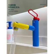 Torneira extraível dopamina para banheiro, quente e fria, lavatório para enxaguatório bucal, cor infantil