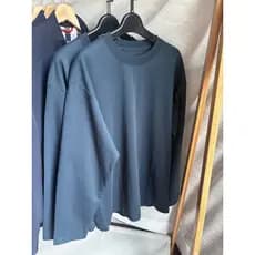 Artesanato Mercerizado!Série de alta qualidade!Camiseta masculina de algodão puro com gola redonda básica e manga compri