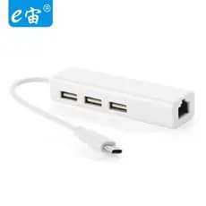 Adaptador USB3.1 Tipo-C para Ethernet 100Mbps sem Driver, Placa de Rede Tipo-C para RJ45
