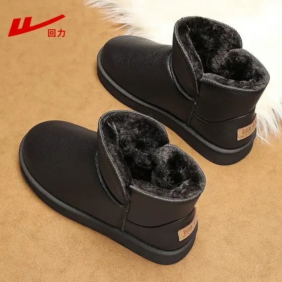 Puxar para trás botas de neve botas masculinas 2026 novo estilo forro de inverno botas de algodão grosso quente sapatos