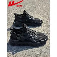 Puxar para trás sapatos masculinos 2026 novo estilo verão grande malha oca respirável preto Casual esportes tênis de cor