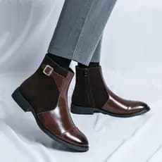 Chelsea botas masculinas de couro de cano alto estilo britânico Martin botas de cano médio botas masculinas casuais de n