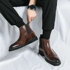 Bloco Martin botas masculinas estilo britânico botas de cano alto Retro meados de tubo botas de couro Chelsea botas curt
