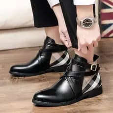 Botas martin da moda britânica All-Match botas de couro Formal preto martin botas curtas casuais Chelsea botas masculina