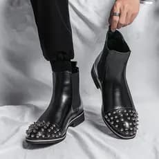 Chelsea botas tamanho grande estilo britânico Martin botas rebites botas de couro de alta qualidade apontou Toe botas ma