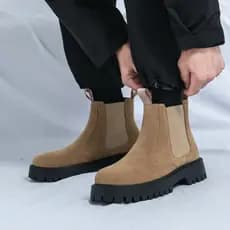 Chelsea botas masculinas estilo de um Pedal britânico apontou Martin botas manga Casual botas curtas All-Match botas de
