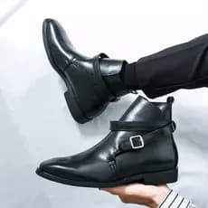 Moda Martin botas masculinas versão coreana sapatos de couro de alta qualidade britânico Chelsea botas curtas Mid-top ne