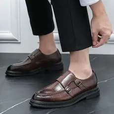 Homens formais Wear negócios sapatos de couro de sola grossa altura aumentando mocassins deslizamento-em padrinhos sapat