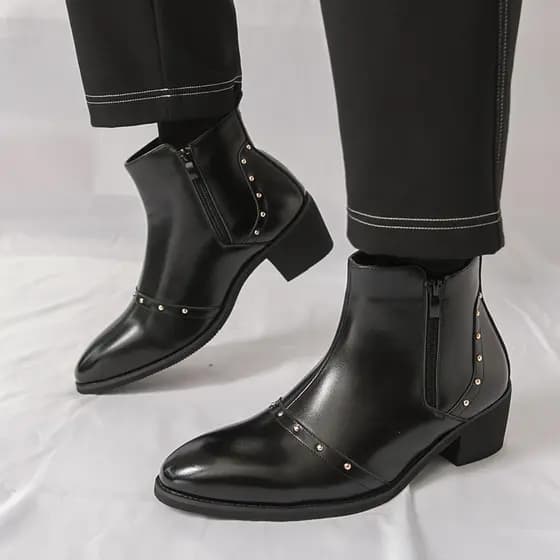 Botas masculinas Zhongbang estilo britânico botas de couro preto Martin botas Chelsea na moda botas masculinas de alta q