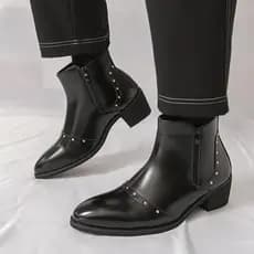 Botas masculinas Zhongbang estilo britânico botas de couro preto Martin botas Chelsea na moda botas masculinas de alta q