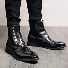 Estilo britânico Chelsea botas cavaleiro botas Retro Martin botas de couro patente botas de couro de alta qualidade infl