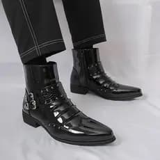 Estilo britânico na moda botas de couro de alta qualidade dos homens versão coreana Martin botas boate palco moda botas