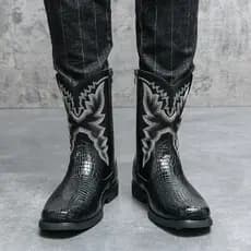 Botas de equitação mongol masculinas botas altas de inverno botas de Cowboy ocidentais americanas ciclismo botas de moto