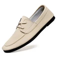 Sapatos de couro bege masculino novo estilo couro genuíno respirável plana coreano sapatos casuais estilo britânico sapa