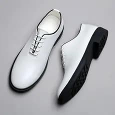Sapatos de couro branco masculino couro genuíno respirável negócios Formal terno sapatos brancos britânicos Derby sapato