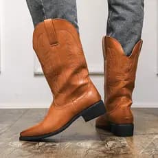Botas de Cowboy ocidentais americanas, novo estilo, botas de cano alto, botas de equitação mongol, ciclismo ao ar livre,