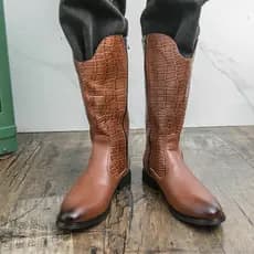 Botas de Cowboy ocidentais meninos outono inverno botas altas botas de equitação mongol botas de dança ao ar livre equit
