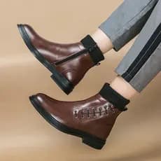 Botas Martin masculinas de verão, sapatos de couro de cano alto, aumento interno, estilo britânico, botas curtas marrons
