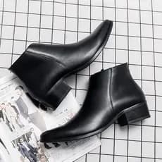 Primavera sapatos masculinos britânico versão coreana preto sapatos de couro de alta qualidade botas de couro pontiaguda