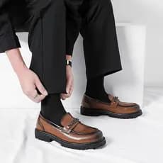 Sapatos masculinos de um Pedal, aumento interno britânico, sapatos preguiçosos, capa para meninos, roupa Formal de negóc